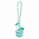 Trixie DENTAfun Naturgummi-Ball am Tau Originalgröße
